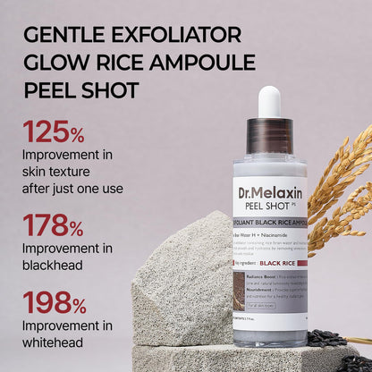 Dr.Melaxin Peel Shot Glow Rice Peeling Ampoule 80ml Daily Soft Exfoliating Face and Body Scrub Dead Skin Cells Blackhead Remover for All Skin Types korean skin care